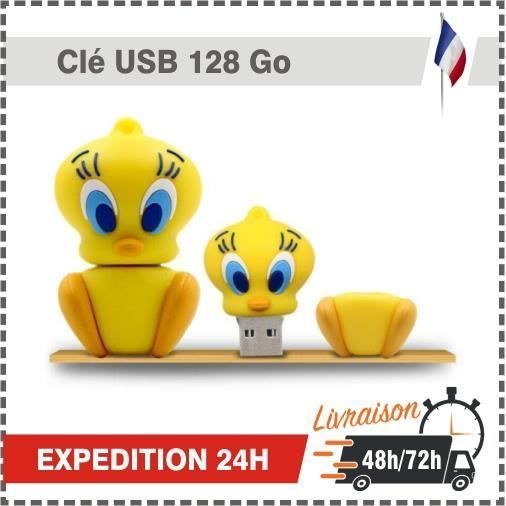 Clé USB - 100% Réel - 128 Go - USB 2.0 - Compatible PC/MAC - Design porte-clés