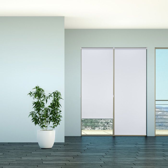 Roller blind, set of 2, thermal, side chain, drill-free installation, 90x210 cm, fabric width 86 cm, white