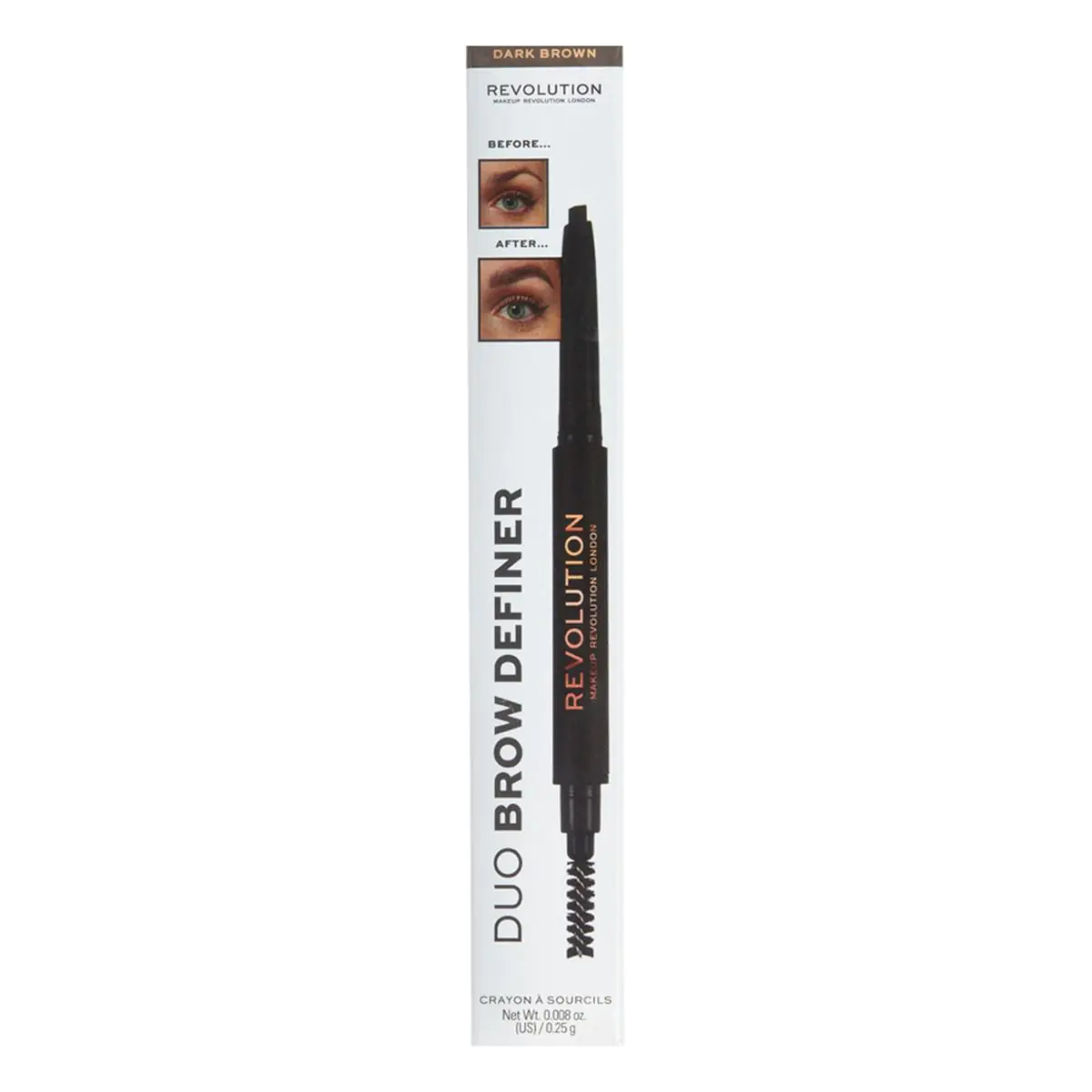 MAKEUP REVOLUTION Duo Brow Definer Pencil Kredka do brwi Dark Brown 0,3g