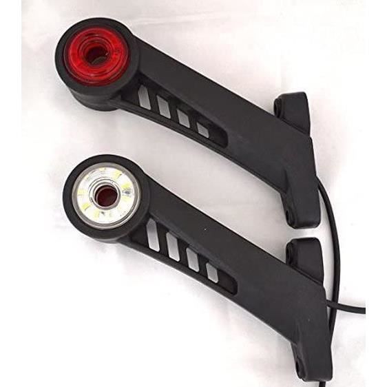 2x Long Tige Côté Contour Blanc Rouge Marqueur Feux 24V Remorque Camion Camping-Car Caravane Châssis