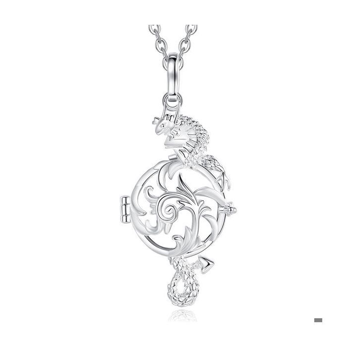 Pregnancy bola cage flower dragon black ball necklace