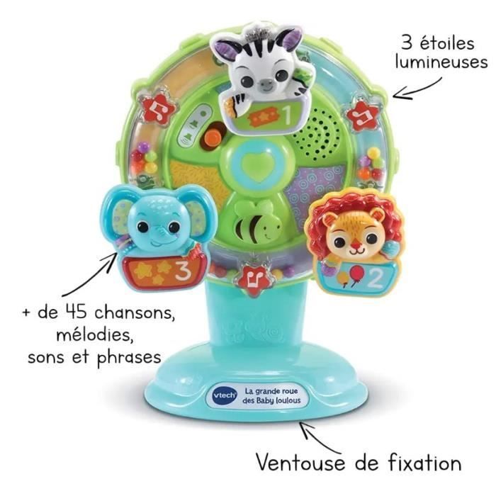 VTECH BABY - Baby Loulous' Big Wheel - Muzikaal wiel met anti-val zuignap - Groen/Multicolor