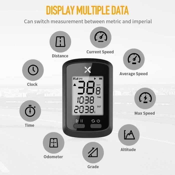 Computer da ciclismo GPS G, tachimetro wireless per bici, contachilometri Bluetooth, localizzatore GPS impermeabile per bici da strada e mountain bike.