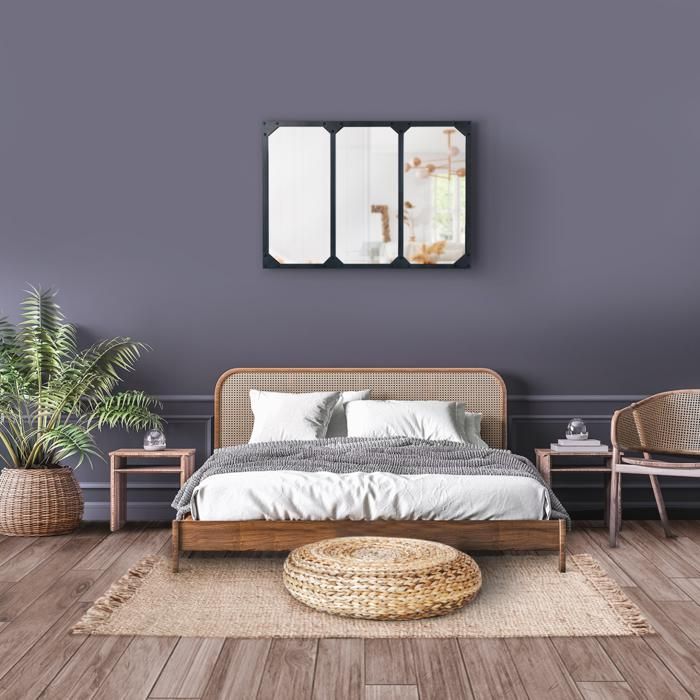 Espejo de cristal de 3 bandas de IDMARKET Diseño Industrial 80x60 cm