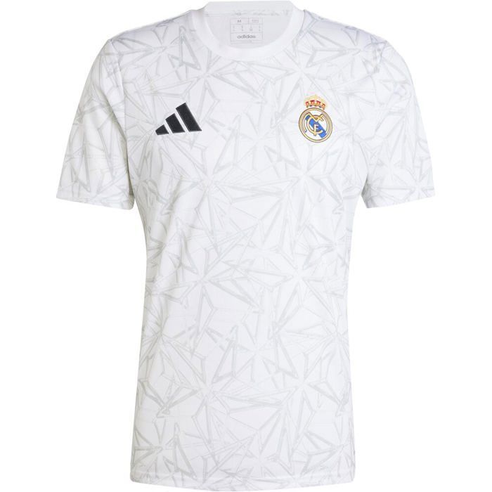 Camiseta blanca de calentamiento del Real Madrid para hombre, Adidas, temporada 24/25