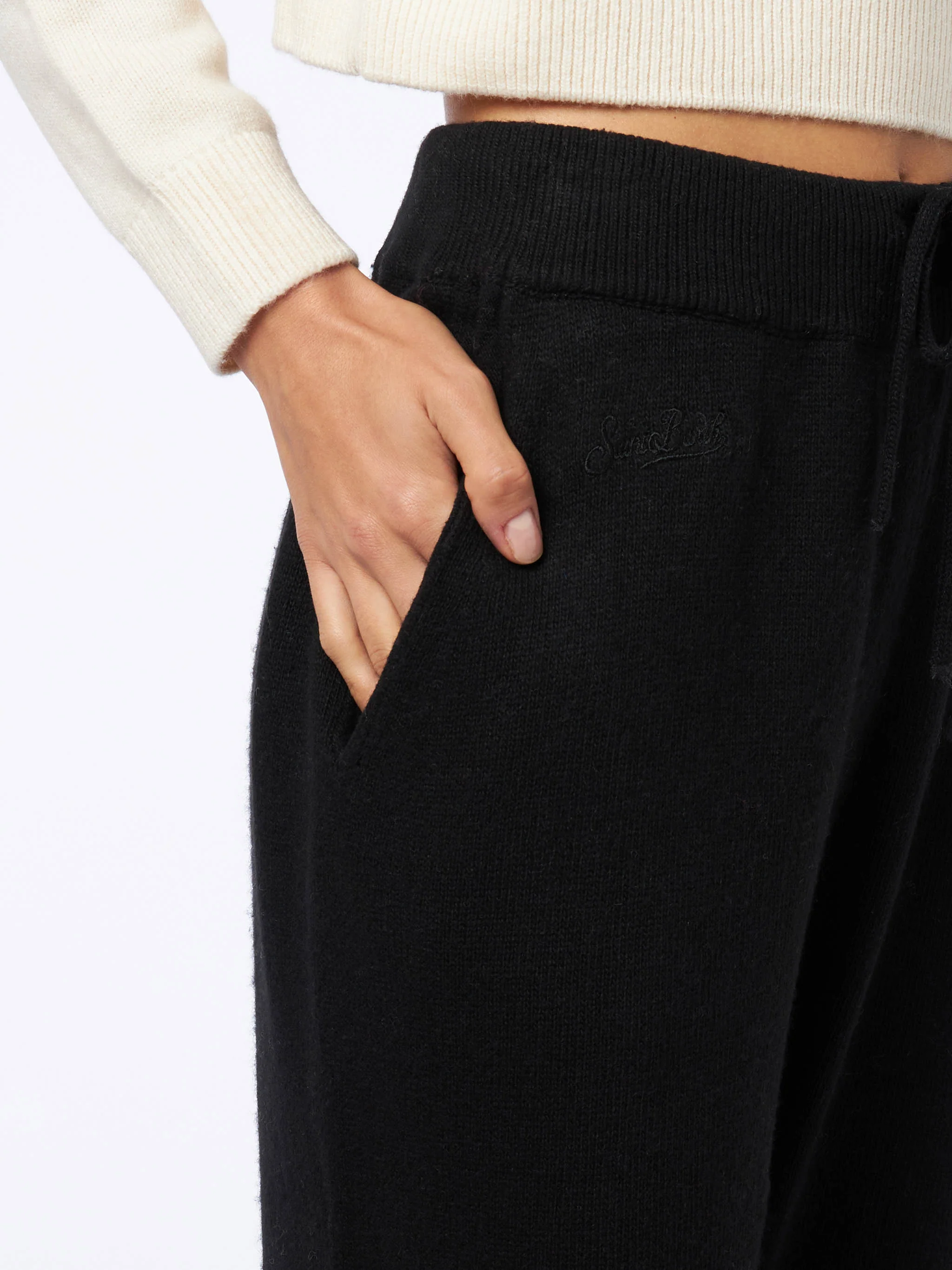 Dames zwarte gebreide joggingbroek