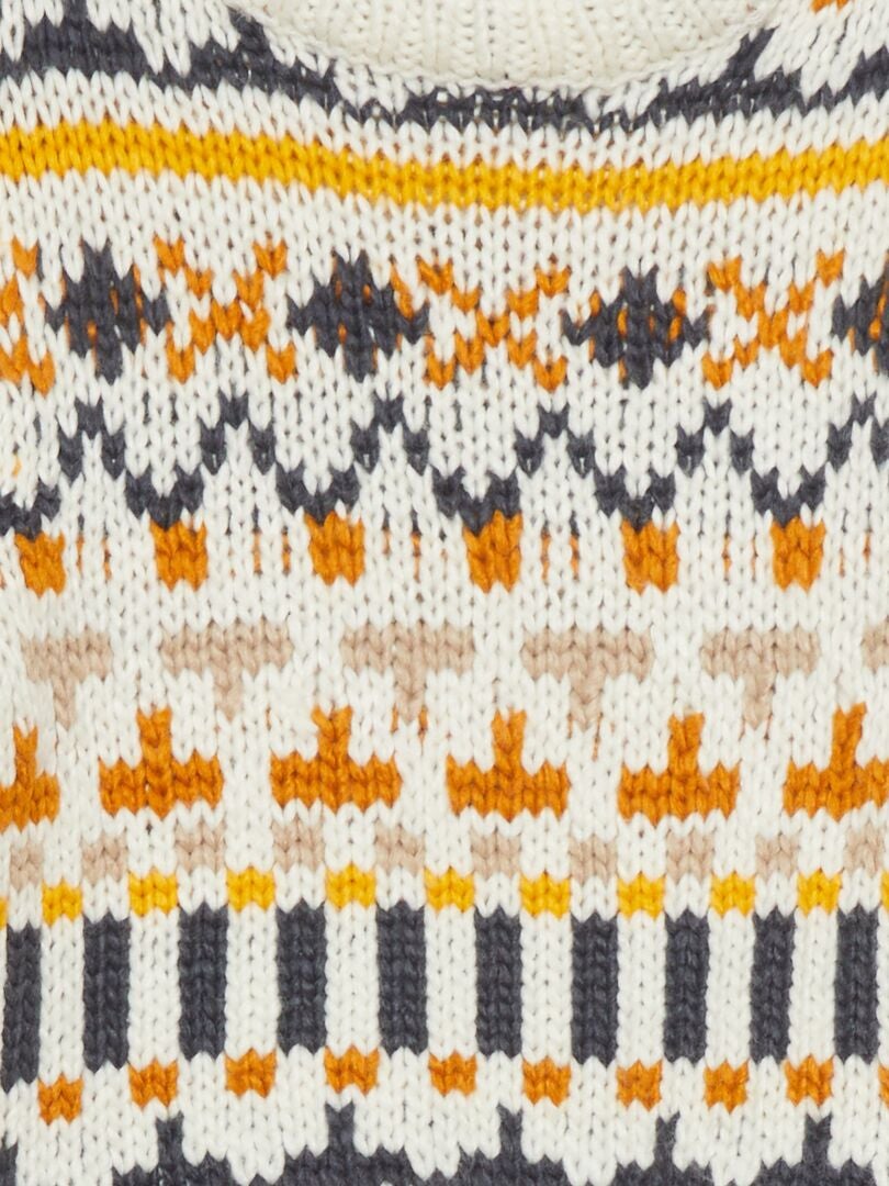 Grof gebreide jacquardtrui - BEIGE