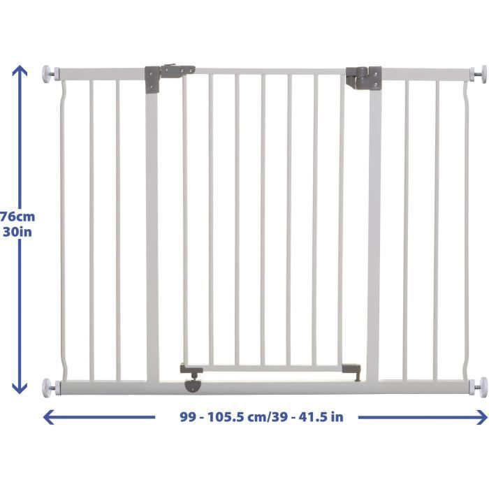 DREAMBABY Barrière de sécurité Extra large LIBERTY - Par pression - L 99/105,5 x H 75 cm - Blanche