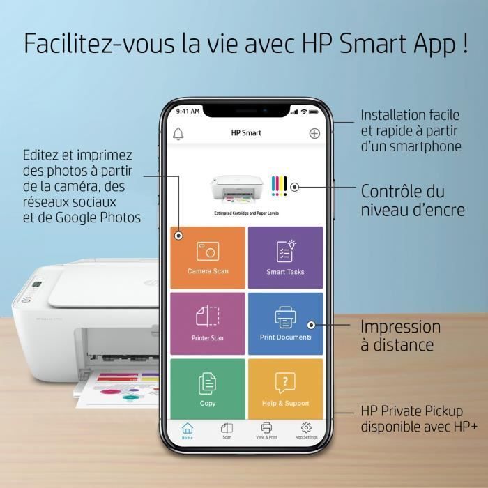 Stampante multifunzione a getto d'inchiostro a colori HP DeskJet 2710e - 6 mesi di Instant Ink inclusi con HP+