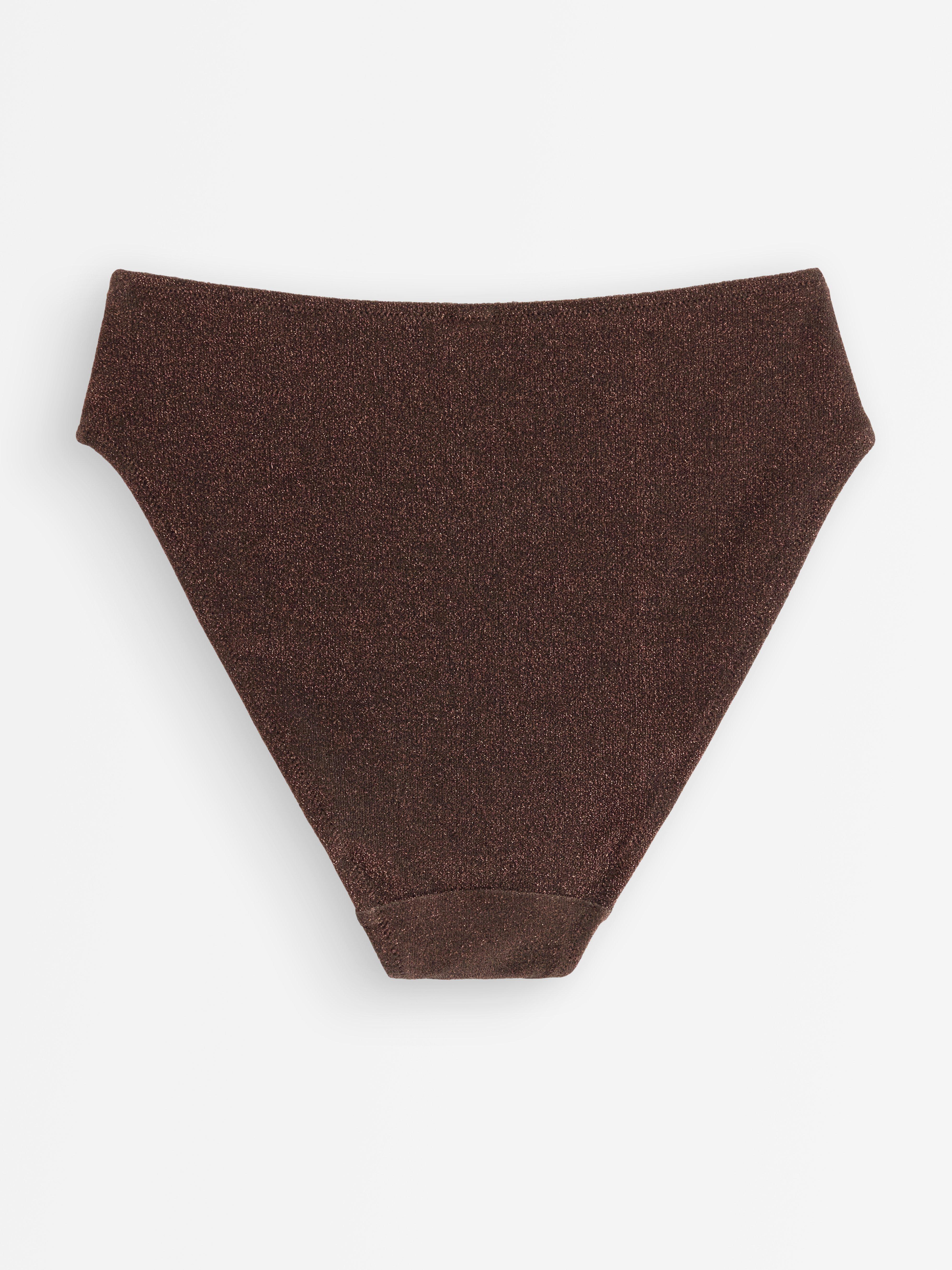 Sutien bikini înalt cu lurex maro închis
