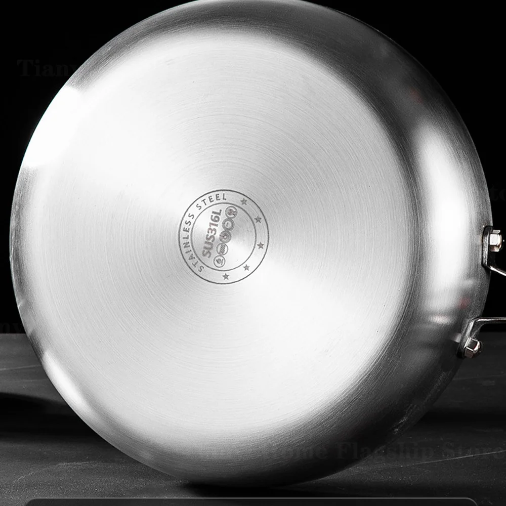 Poêle à frire en acier inoxydable 316, wok antiadhésif, sans revêtement, pour la cuisson des steaks, compatible avec les plaques de cuisson à gaz et à induction, casserole et ustensiles de cuisine.