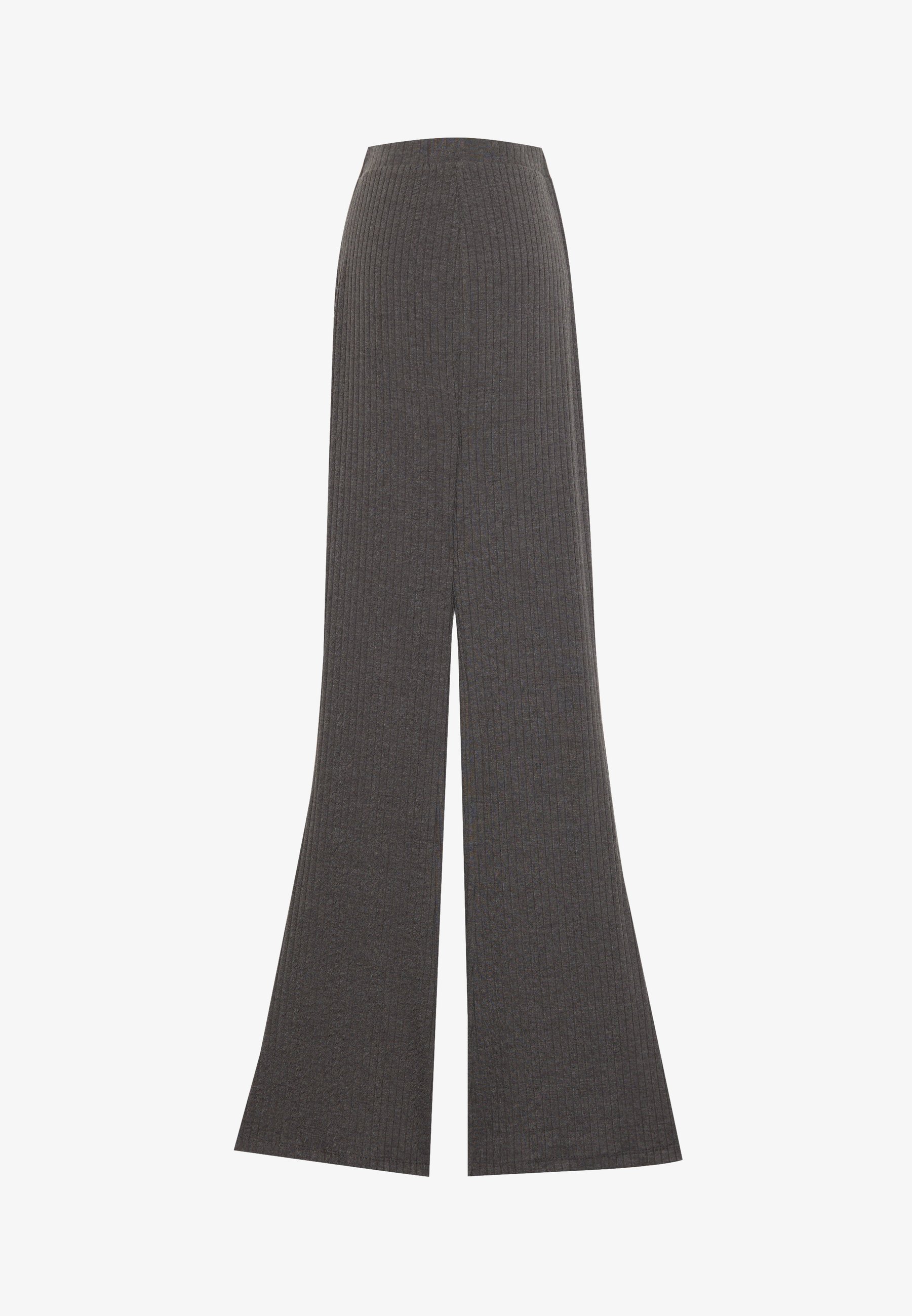 Leggings de grossesse Even&Odd, coupe et couture côtelée, évasés - gris foncé chiné