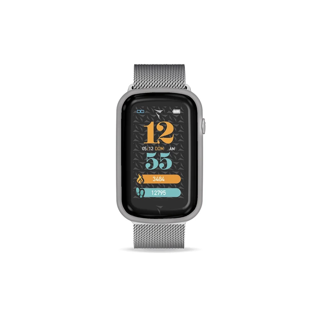 TECHMADE Techmade Steps smartwatch, zilverkleurig mesh-design, die je altijd bij je kunt dragen.