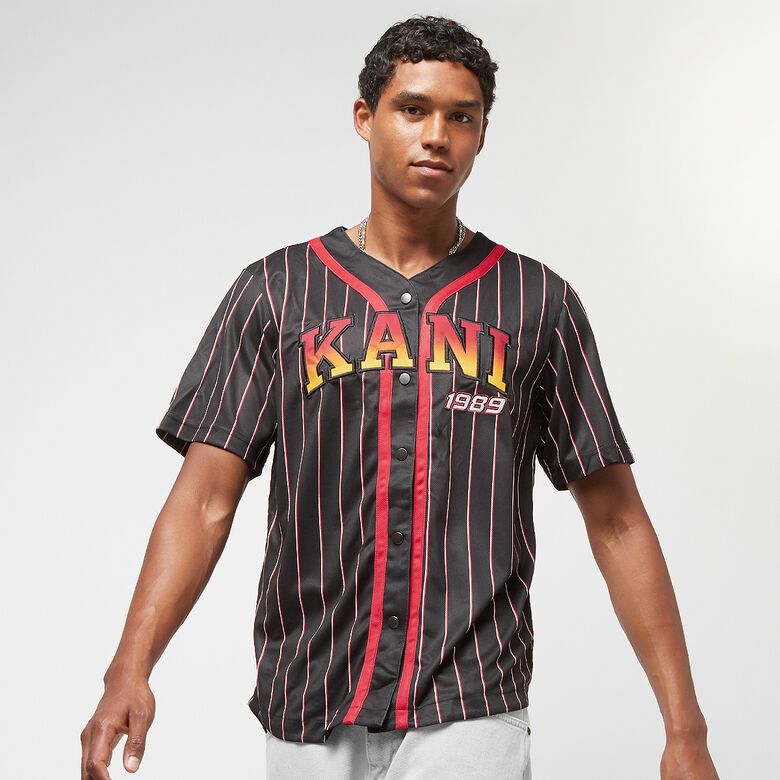 Serif-Nadelstreifen-Baseballhemd