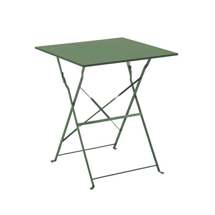 Table de jardin et 2 chaises acier 60 cm vert cactus - Oviala