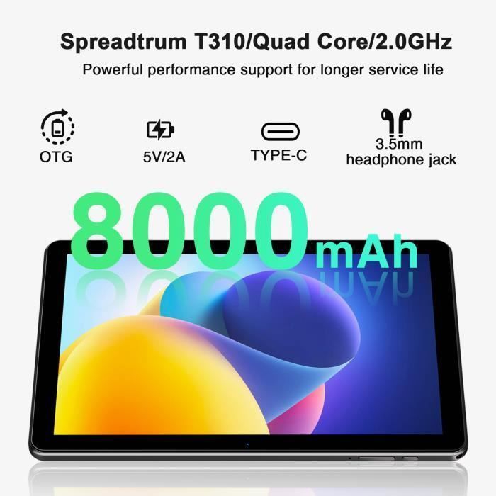 Tablet DOOGEE T10W de 10,1 polegadas com Android 14, Dual SIM, LTE, 9 GB de RAM + 128 GB de ROM, bateria de 8000 mAh - Wi-Fi 4G, certificado TÜV - Preto