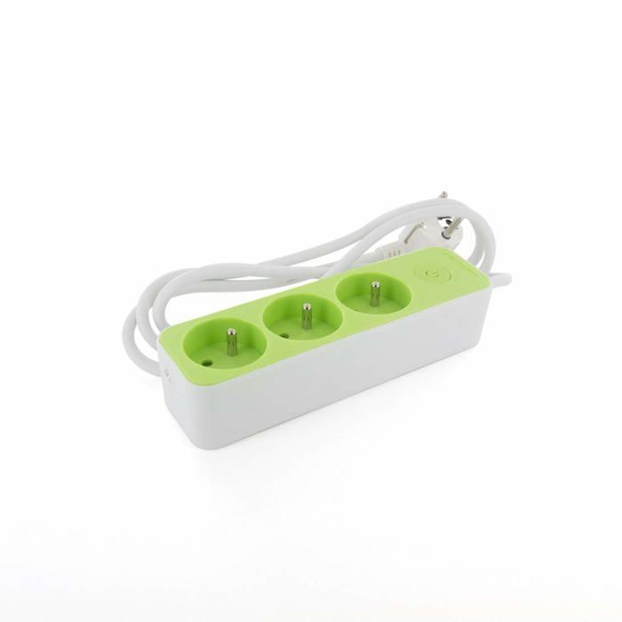 Chacon Extension Cord - 49717 - 3x16A Power Strip - 1.5 m - White/Green