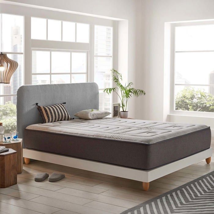 Colchón JUPITER 140x190 cm - COSMOS - Espuma de alta resiliencia, espuma viscoelástica, capa de confort de látex azul - Grosor máximo 30 cm - Reversible