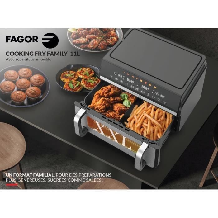 Airfryer - FAGOR - FG10AF - 11L - 2400W - Dubbele tank - Digitaal display - 8 programma's - Airfryer voor het hele gezin