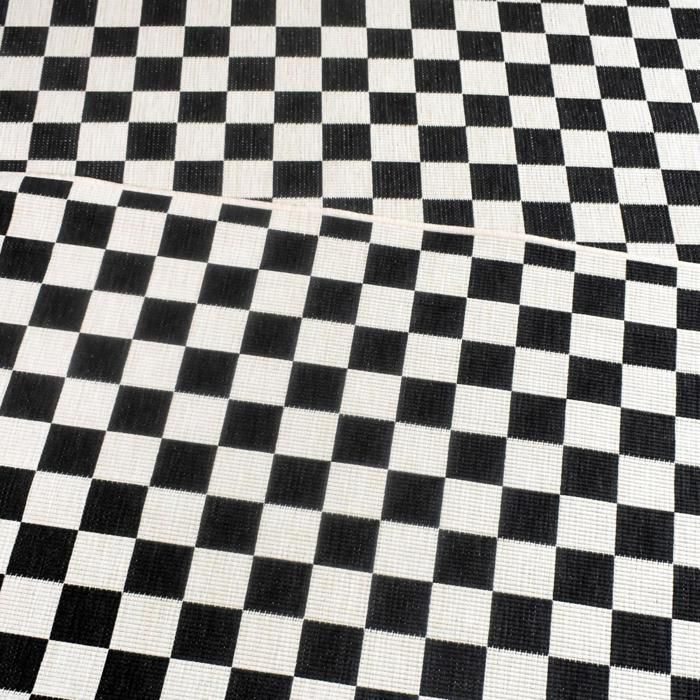 Tapis extérieur, kilim reversible 160x230 motif damier LYN2 X REVERSIBLE noir et blanc