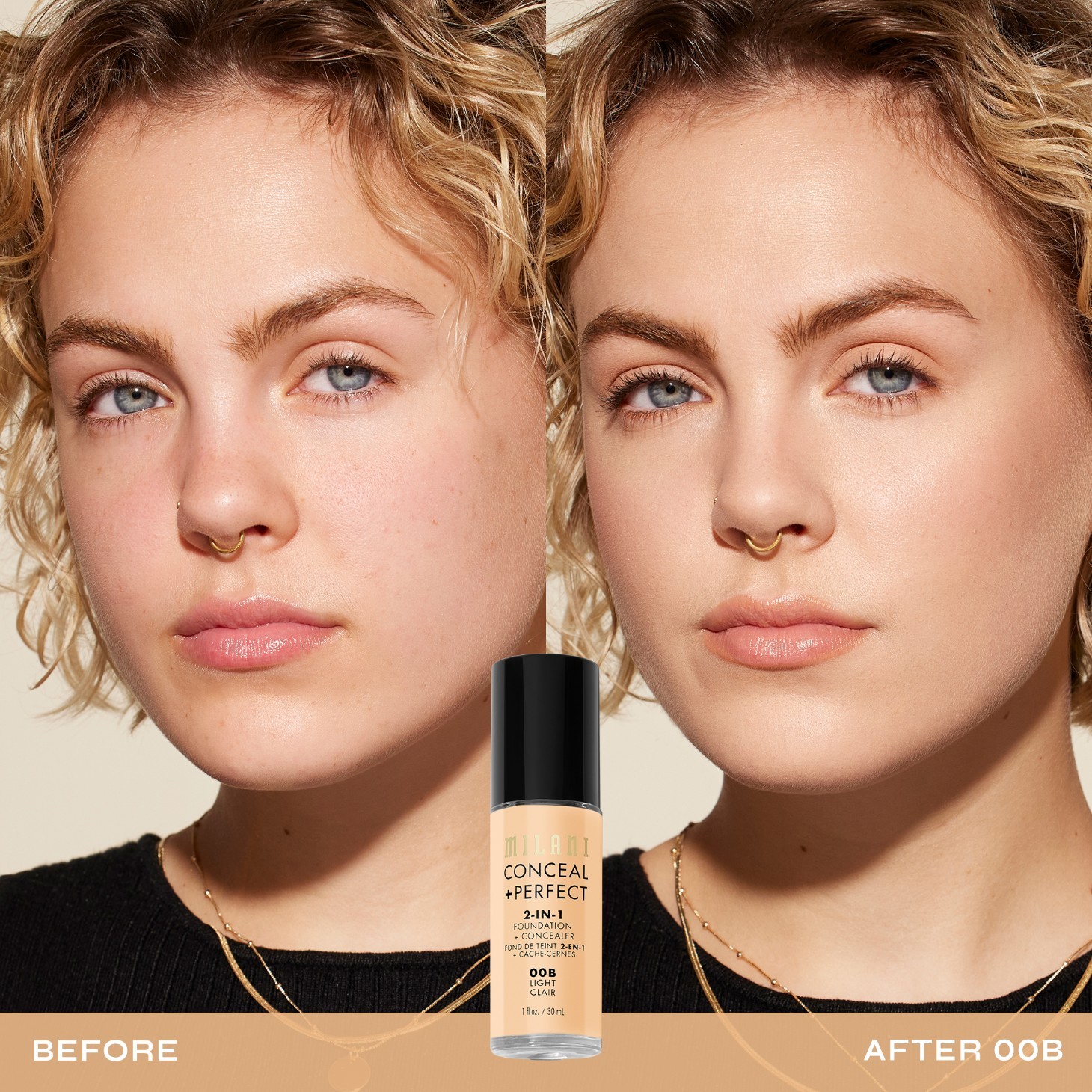 Milani Foundation 2-v-1 korektor + - 30 ml