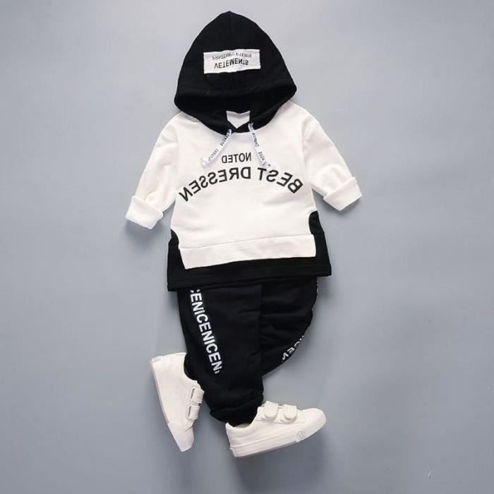 Conjuntos de ropa casual de algodón de 2 piezas para niñas y niños, primavera/otoño, blanco.