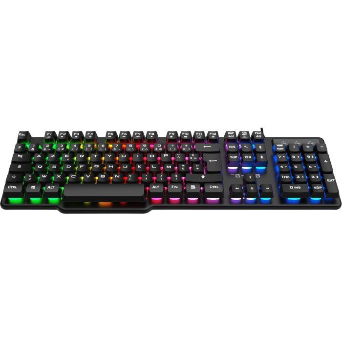 Pack Gamer 4-en-1 filaire - THE G-LAB - COMBO CHROMIUM EX - Clavier membrane réactive silencieuse + Souris + Tapis de souris - Noir
