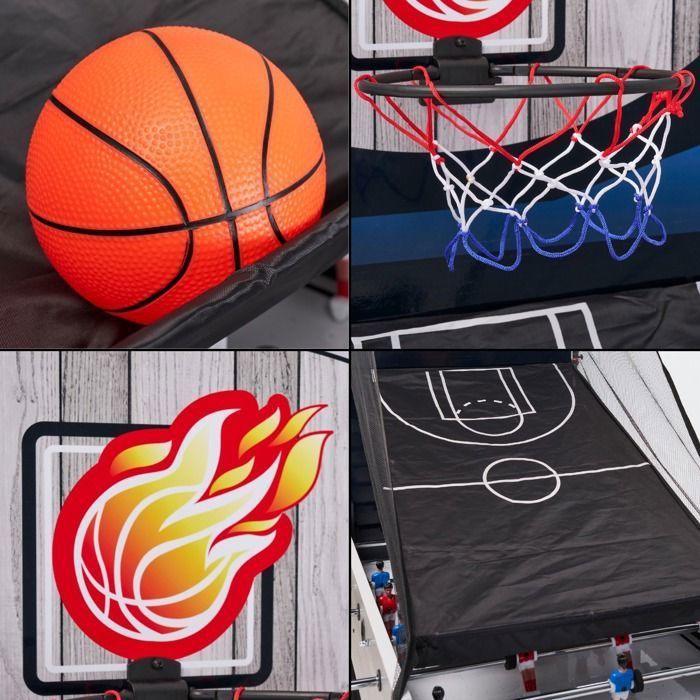 KANGUI Table de jeux 4 en 1 - Babyfoot barres télescopiques, ping pong, hockey, basket