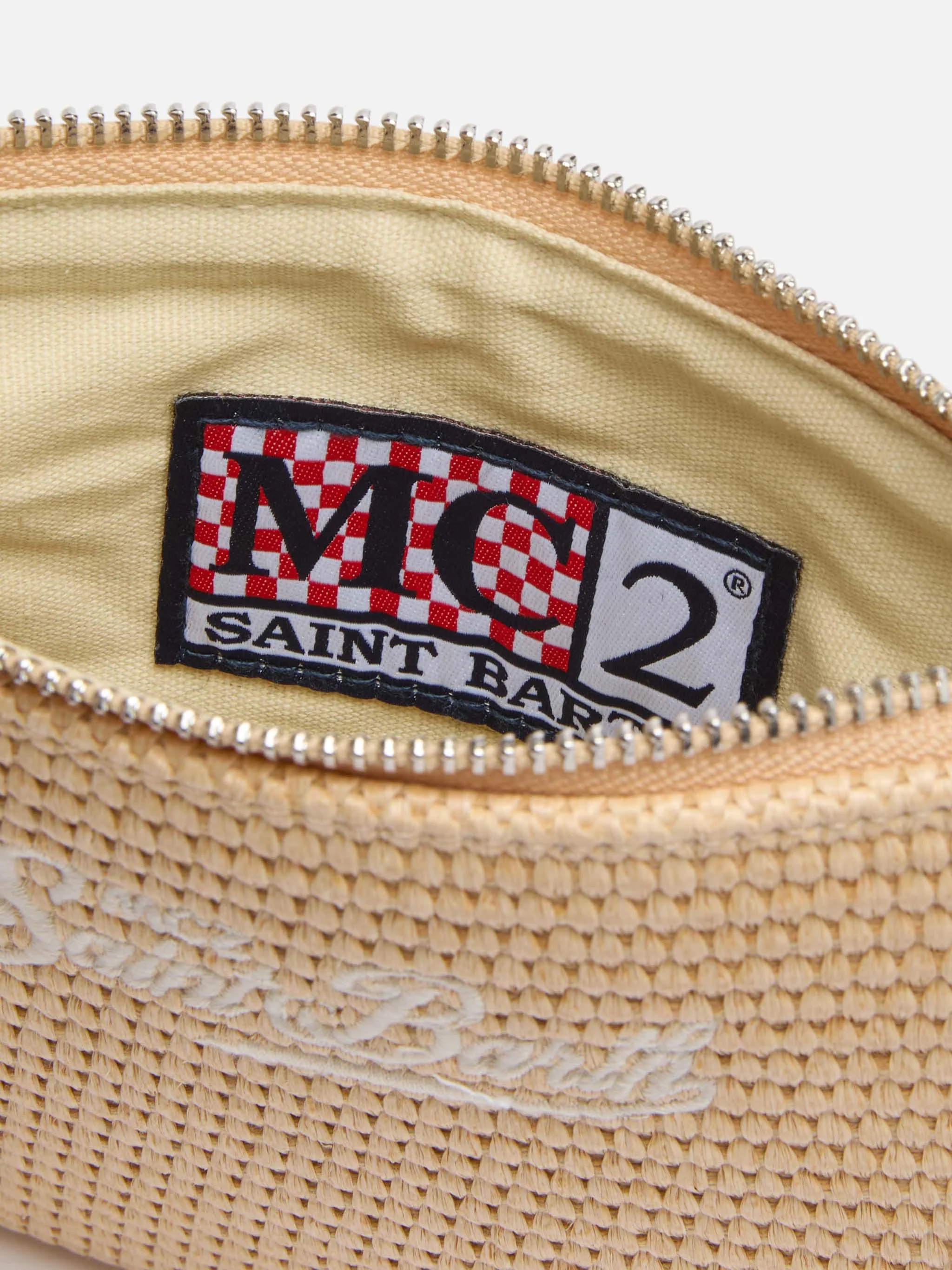 Parisienne Mini clutchtasje met stro-effect in beige