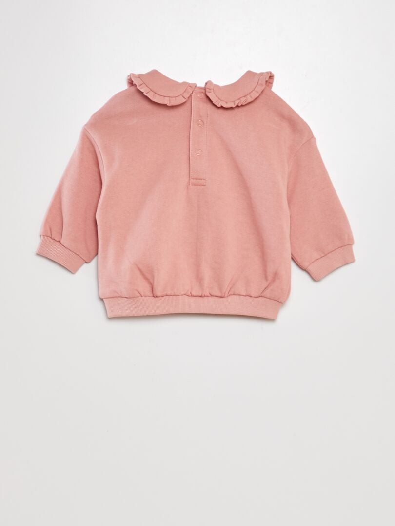 Sudadera de algodón con cuello claudine - ROSA