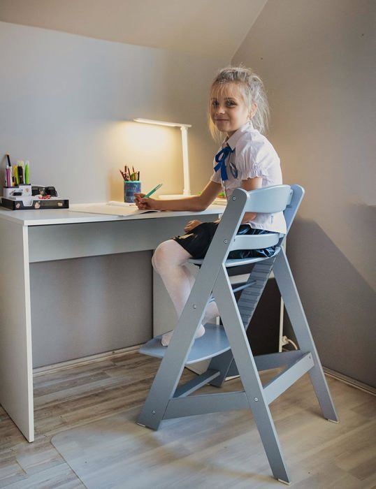 Moby-System High Chair for Babies 6+ Months | 12 Adjustable Seat Positions | Detachable Tray, Cushions & 3-Point Harness - Grey