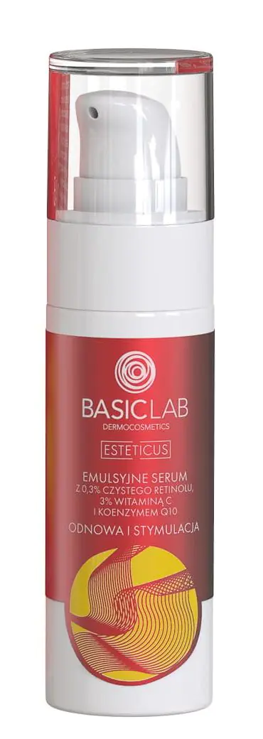 BasicLab Emulsyjne serum z retinolem 0,3%, witaminą C 3% i koenzymem Q10