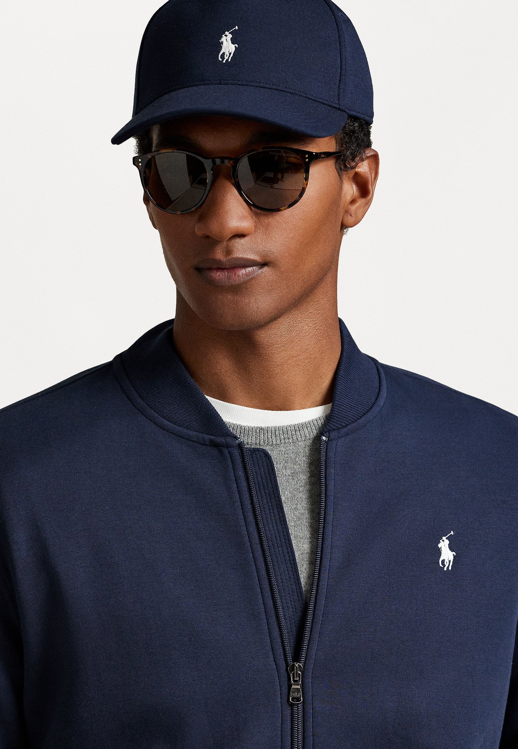 Giacca bomber Polo Ralph Lauren in doppia maglia - Felpa con zip - blu navy stile aviatore