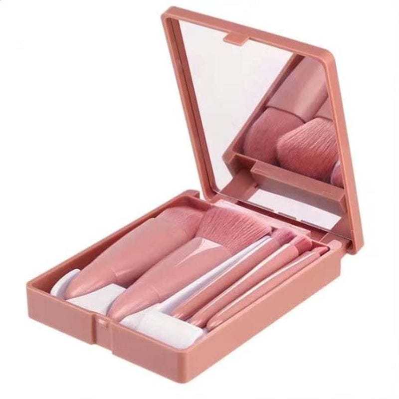 Technique Pro set kistova, 5-dijelni putni set kistova za šminkanje s ogledalom – Rose