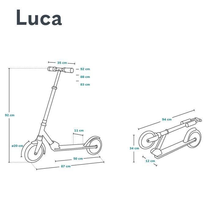 Scooter - LIONELO - Luca - Up to 100kg - Pink - 20cm wheels