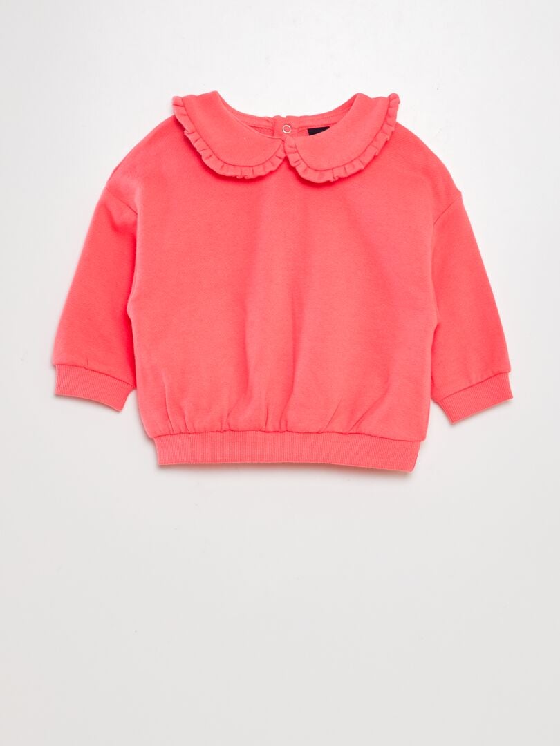 Moletom de algodão com gola claudine - ROSA