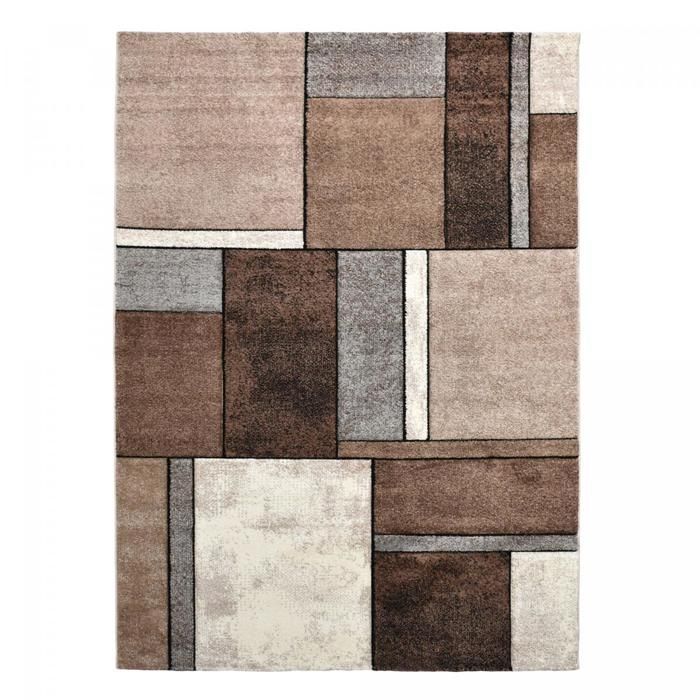 tapis entrée 60x110 tissé beige rectangle motif géométrique LYN8 GEOME