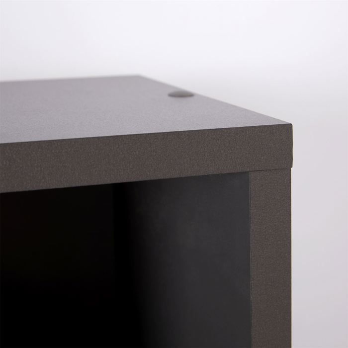 MUSIC modular shelving for CDs and DVDs, set of 2 column storage units with 10 compartments, in matte grey melamine