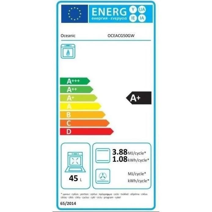 OCEANIC OCEACG50GW Gasfornuis - 4 branders - B49,8 x D61 x H86 cm - Wit