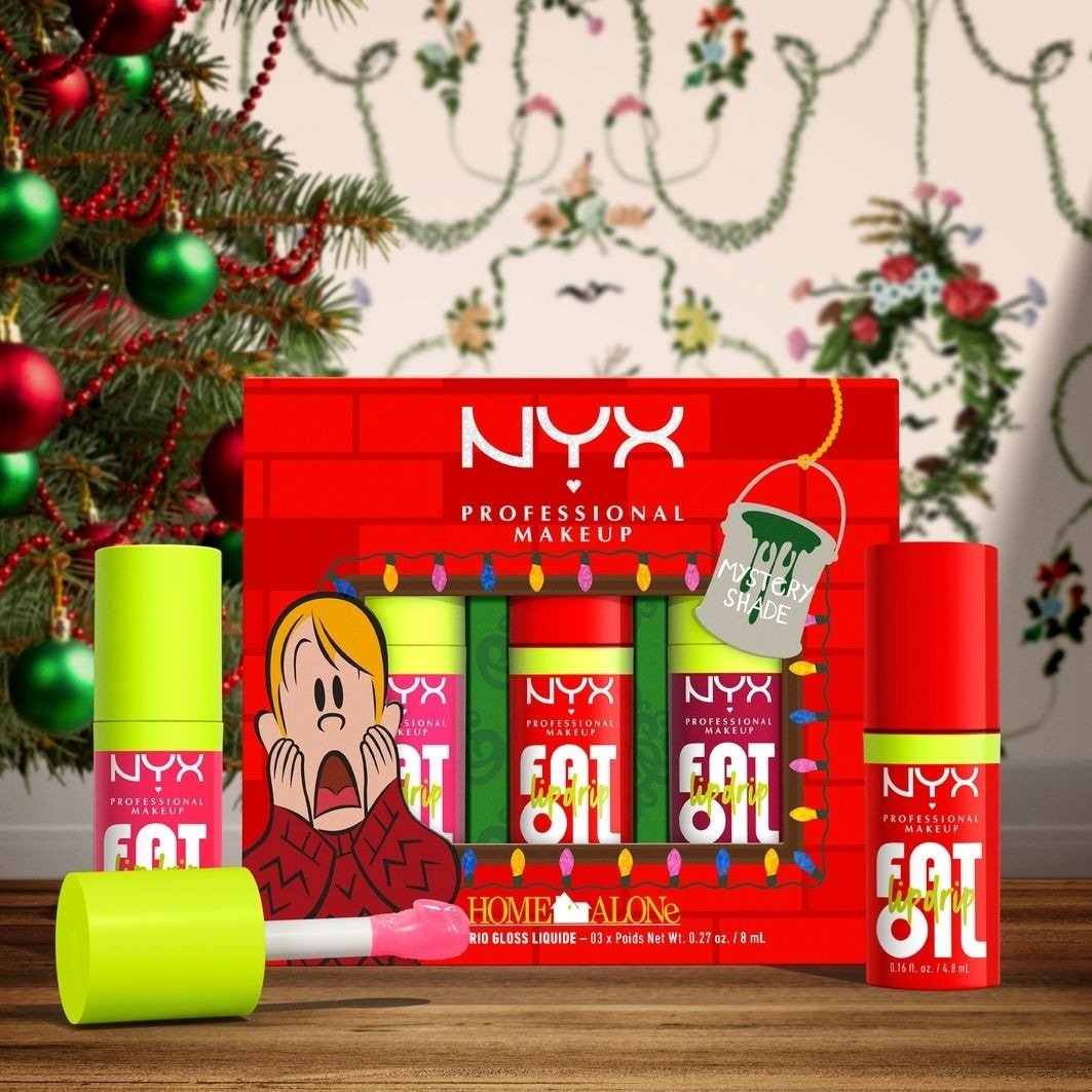 NYX Professional Makeup set za šminkanje, praznična kolekcija Home Alone Fat Oil Lip Drip Trio - 1 komad