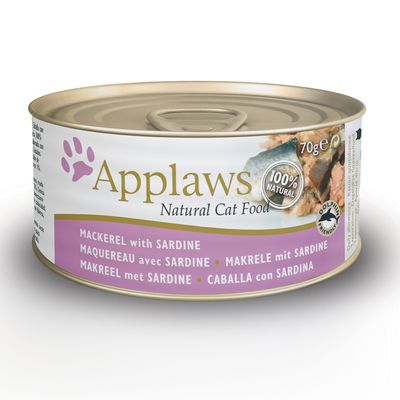 Applaws blikjes tonijn/vis in bouillon voor volwassen katten, 70 g