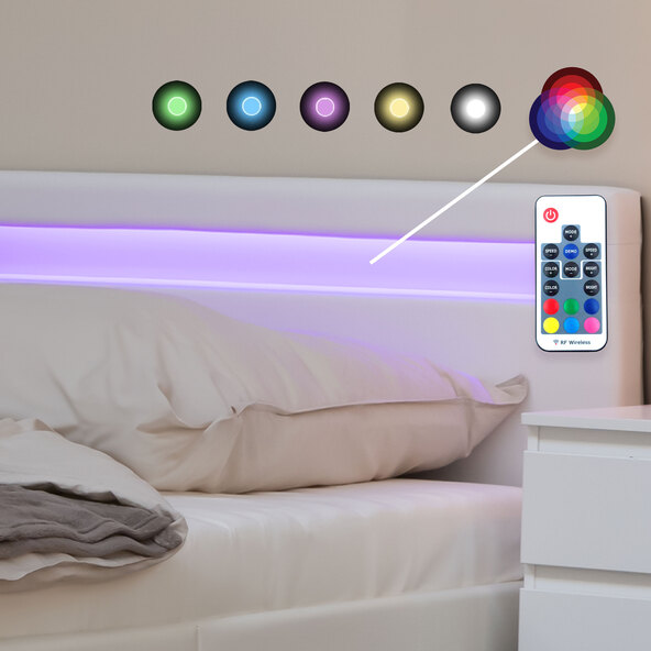 LED Bett ASTRO, weiß, 140 x 200 cm