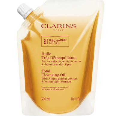 Clarins Total Cleansing Oil -puhdistusöljy alppiruusulla, pitkäkestoinen meikinpoistoöljy, 300 ml