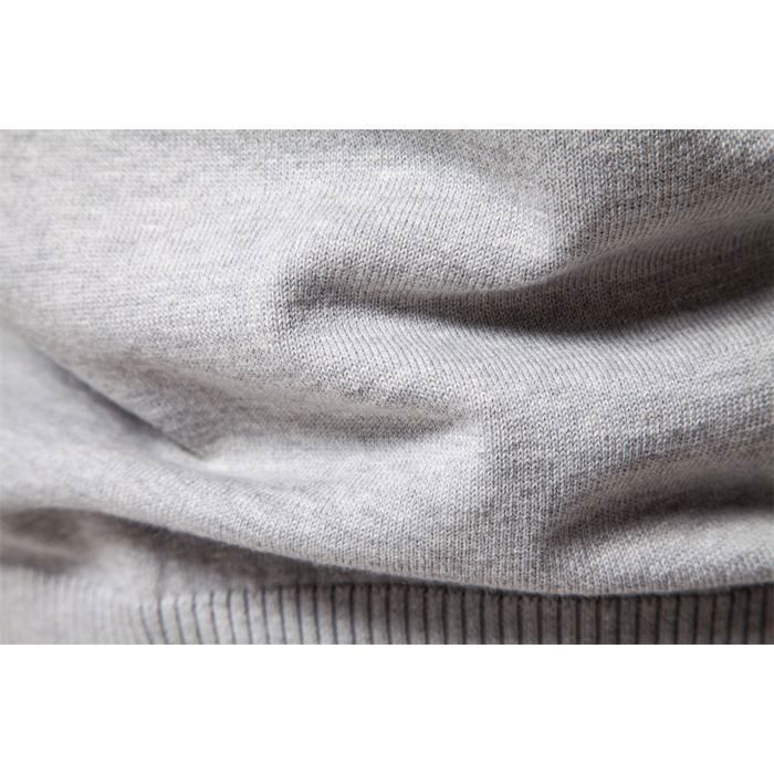 Maglione da uomo in cotone elasticizzato a girocollo, vestibilità slim, tinta unita - grigio