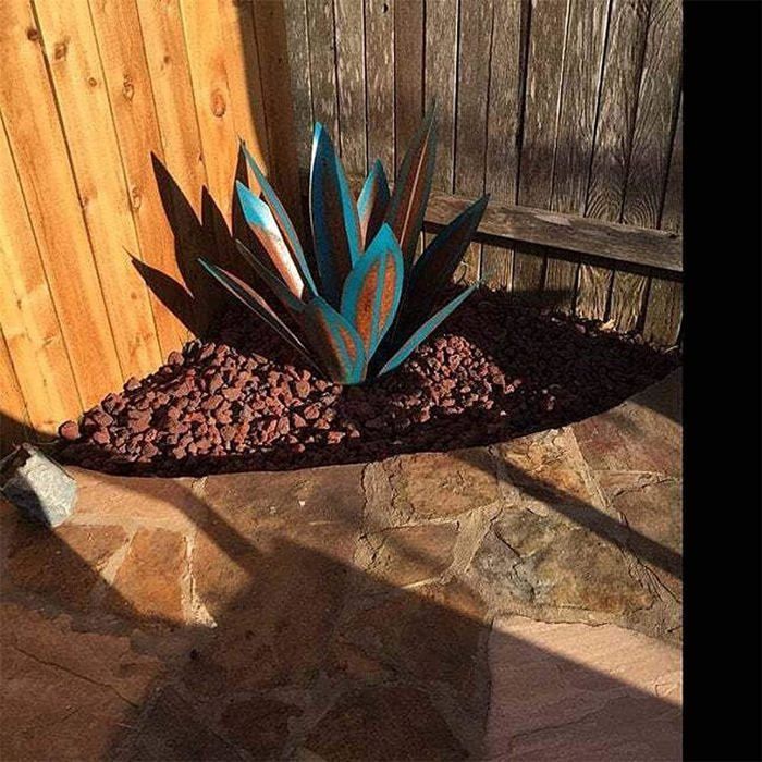 Sculpture d’agave en métal, décoration rustique peinte main, pour intérieur/jardin Label