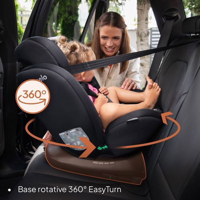 Silla de coche LIONELO Bastiaan i-Size 360° - Base giratoria - ISOFIX - 40-150 cm - 0 a 12 años - Reclinable - Grupo 0/1/2/3 - Gris