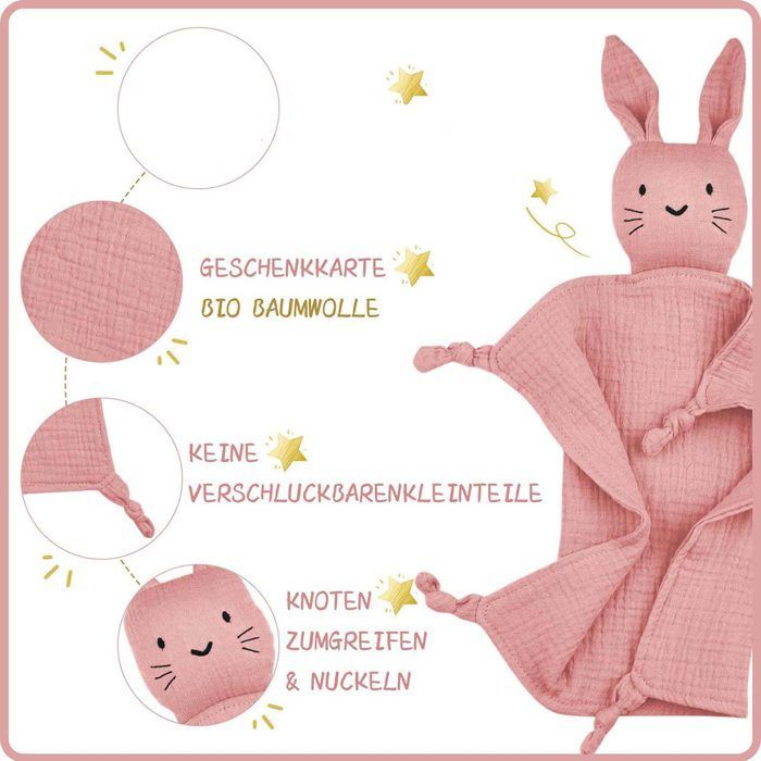 Newborn gift set for birth with cuddly toy and baby rattle