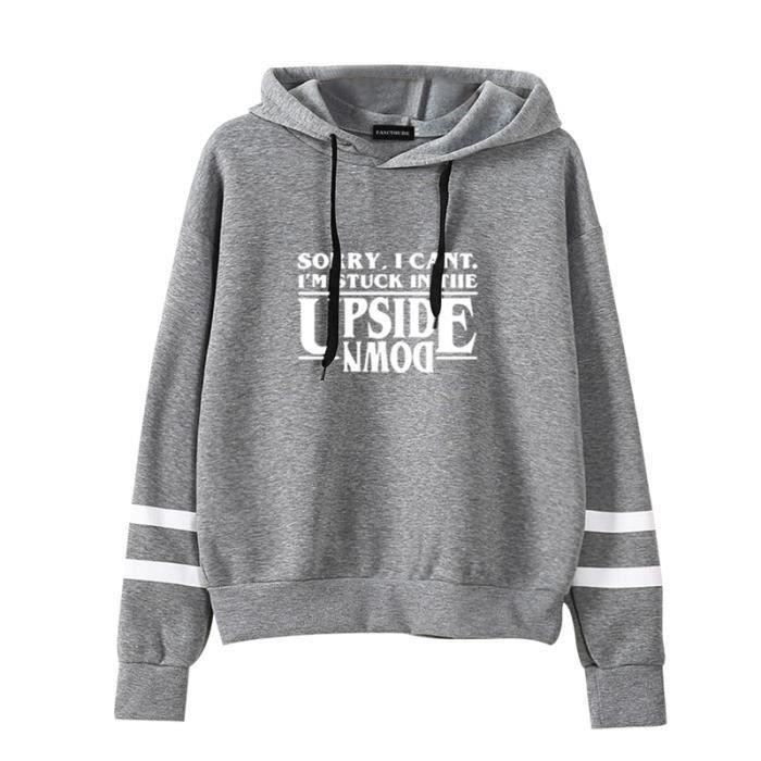 Sudadera de mujer - FUNMOON - Stranger Things - Manga larga - Gris - Estilo casual