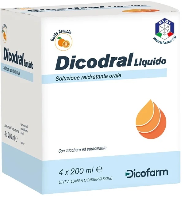 DICOFARM Dicodral Liquid 4x200 ml orale rehydratatievloeistof