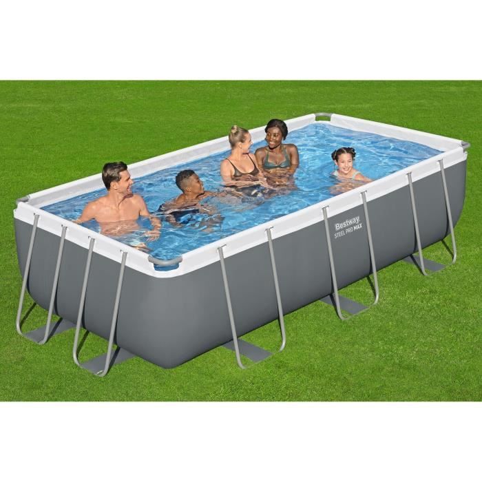 Kit piscina tubolare fuori terra BESTWAY - Steel Pro Max™ - 404 x 201 x 100 cm - Rettangolare (filtro a cartuccia, scaletta)